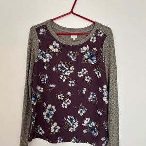 Kaileigh Red and Blue Blouse with Long Sleeves